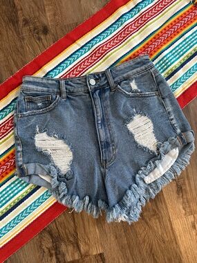 High Rise Distressed Jean Shorts ✨